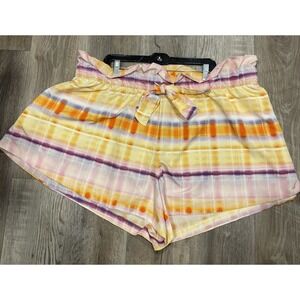 NWT‎ Future Collective Shorts Size 2X w/Pockets & Tie-Waist - Pink/Orange/Purple